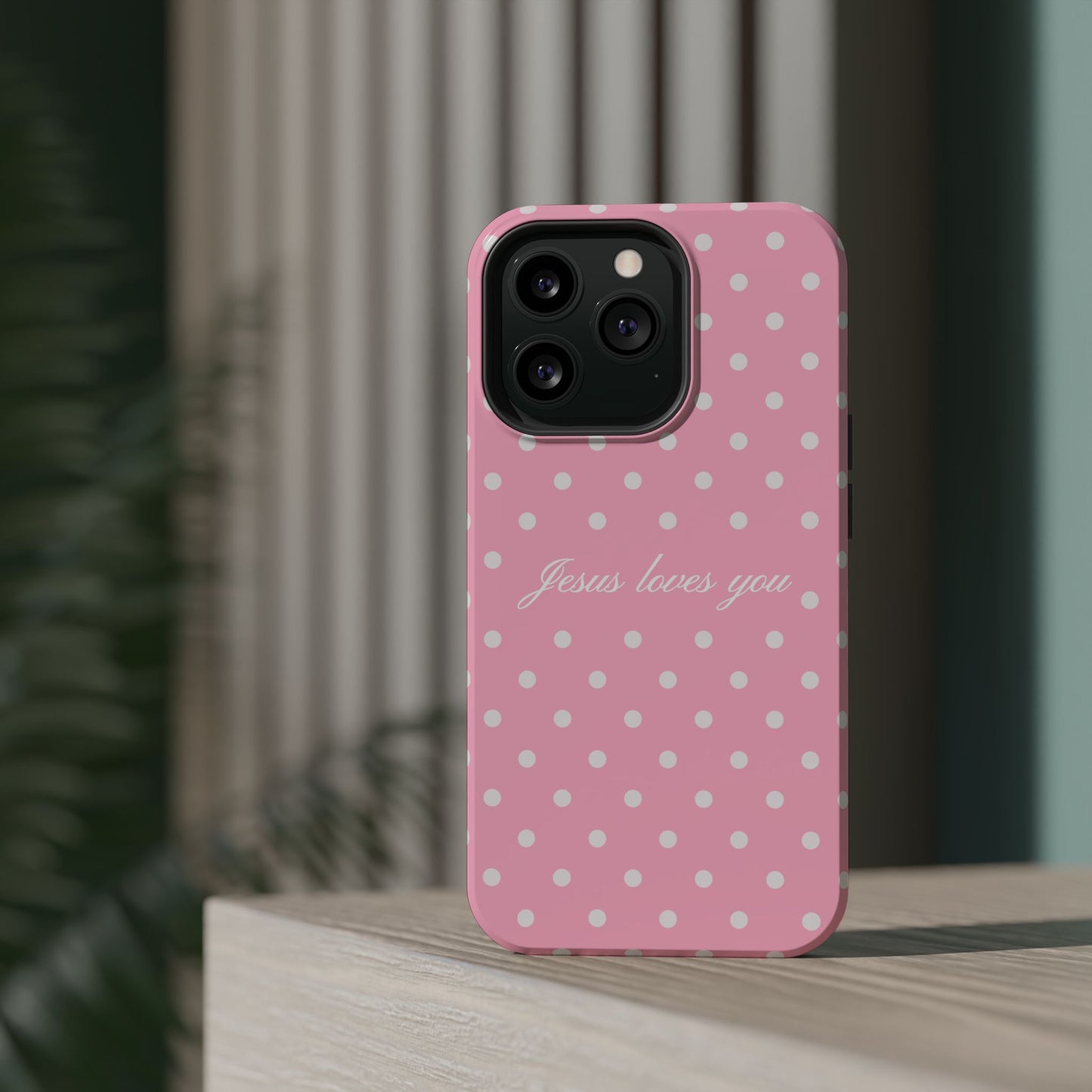 Jesus loves you Pink Polka Dot MagSafe Phone Case