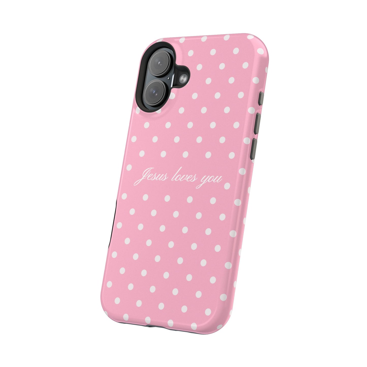 Jesus loves you Pink Polka Dot MagSafe Phone Case