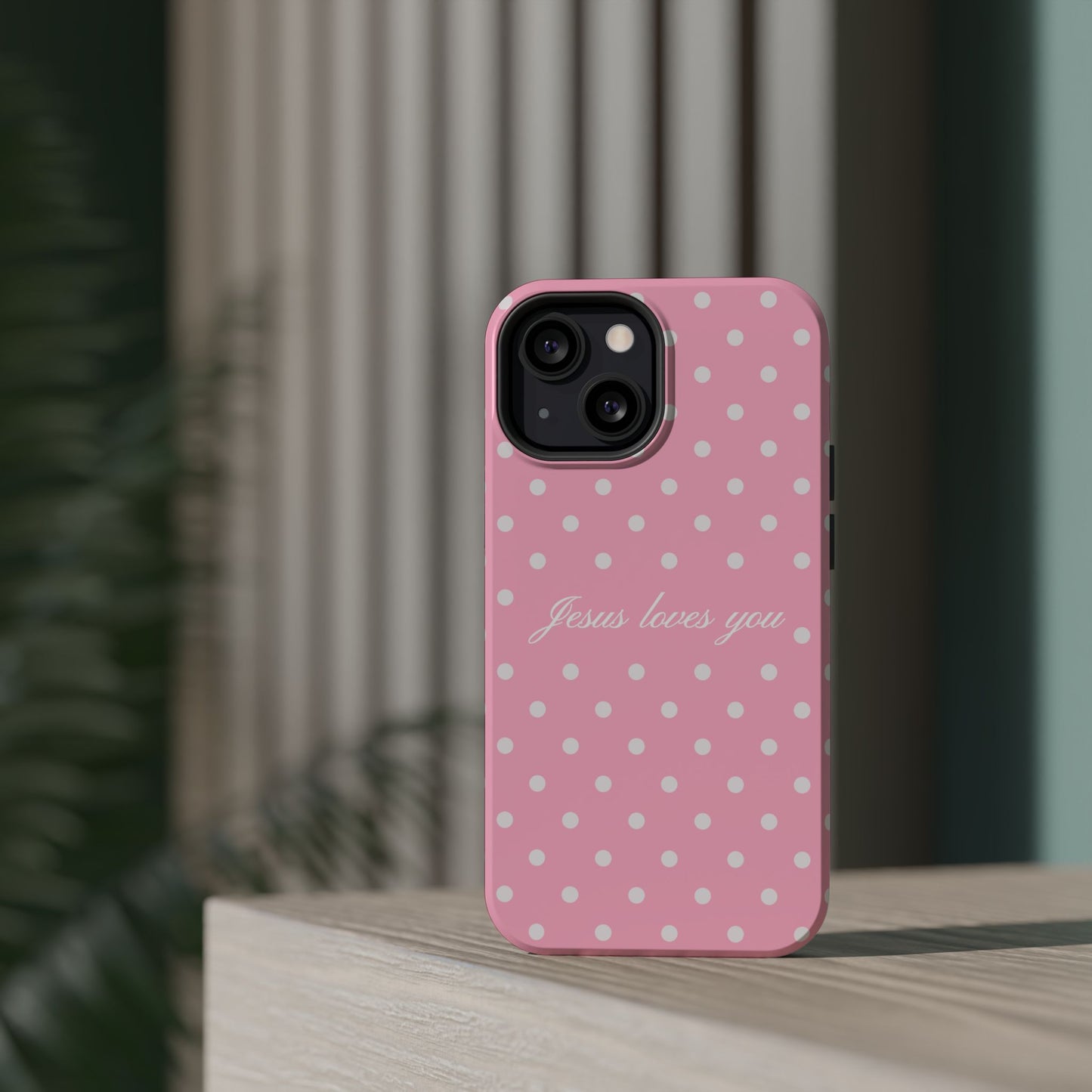 Jesus loves you Pink Polka Dot MagSafe Phone Case