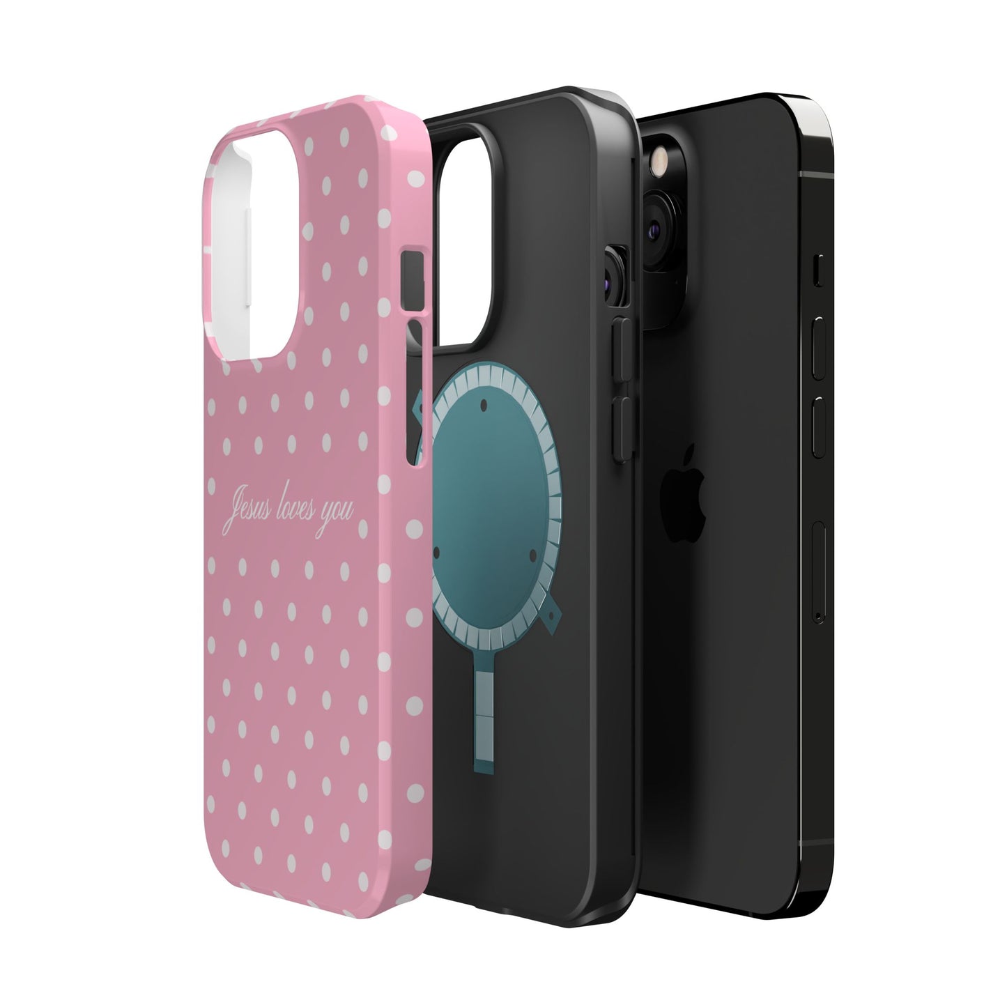 Jesus loves you Pink Polka Dot MagSafe Phone Case