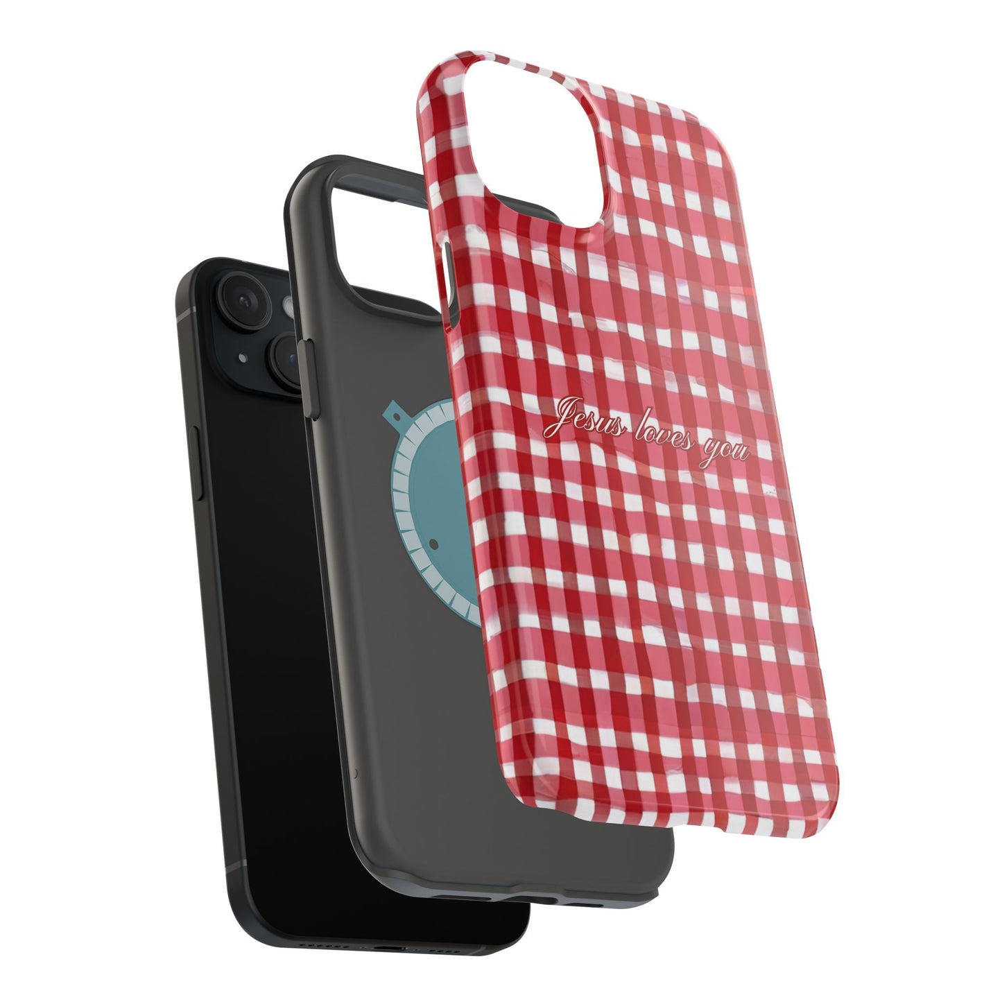 Jesus loves you Gingham MagSafe Phone Case