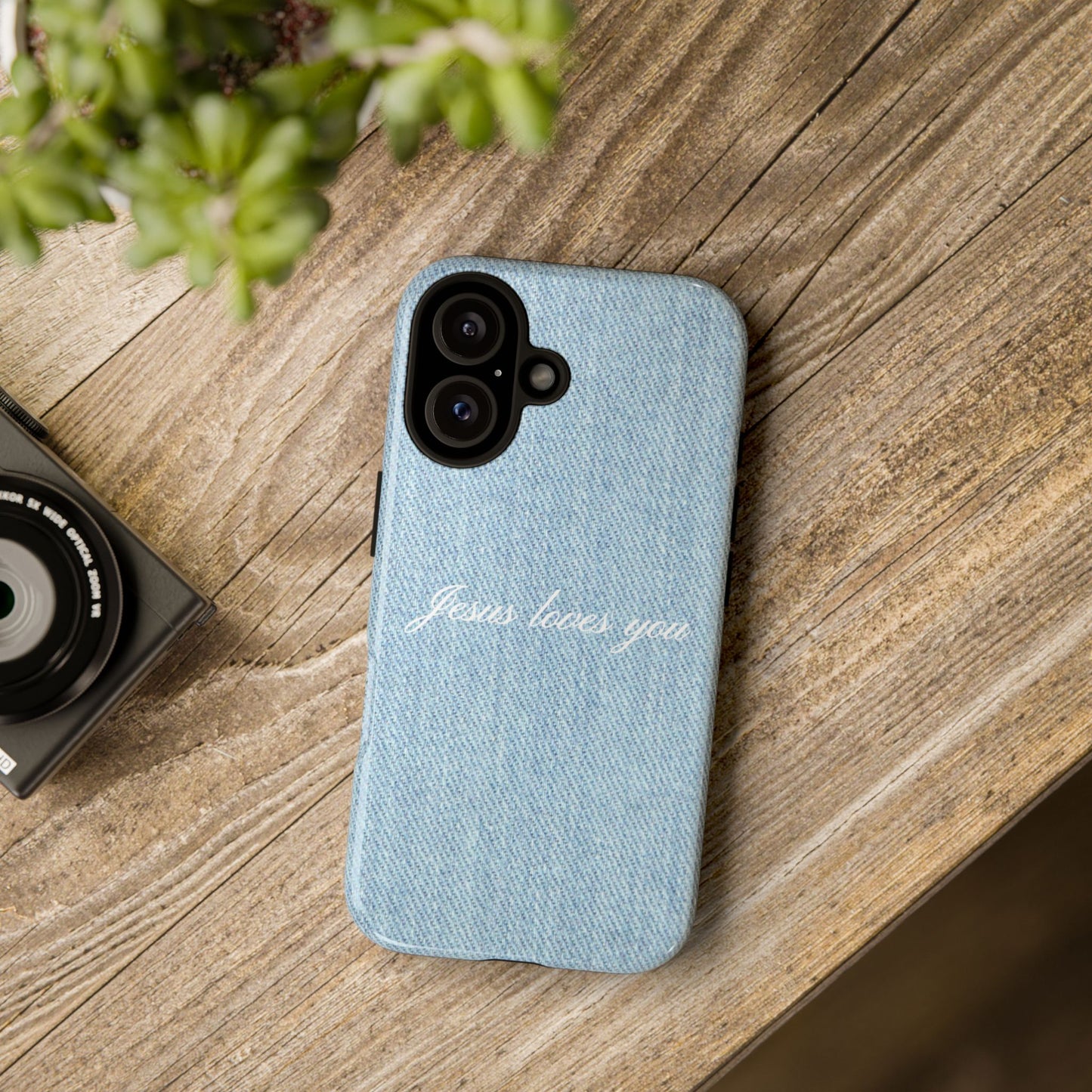 Jesus loves you Denim Phone Case