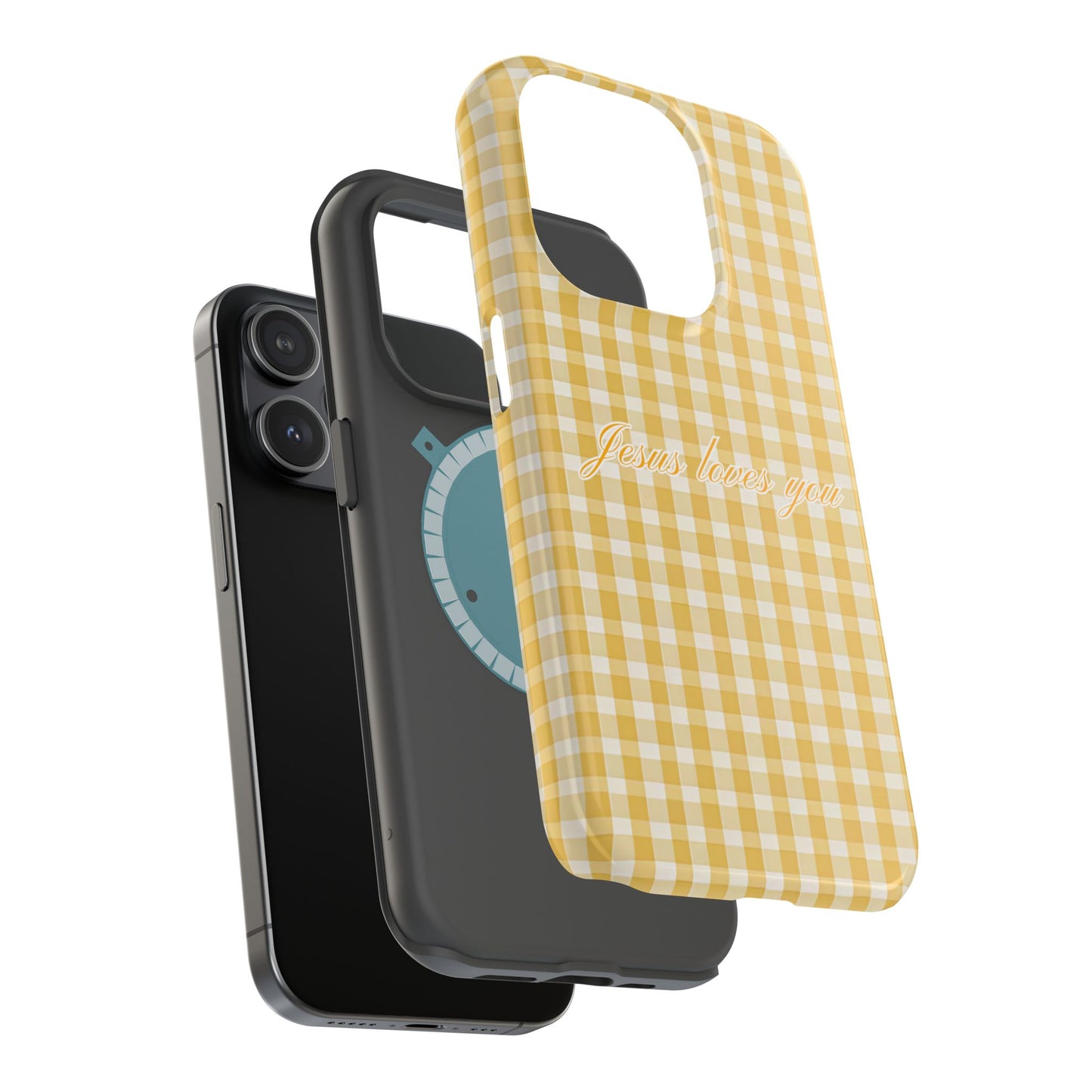 Jesus loves you Gingham Yellow Phone Case MagSafe