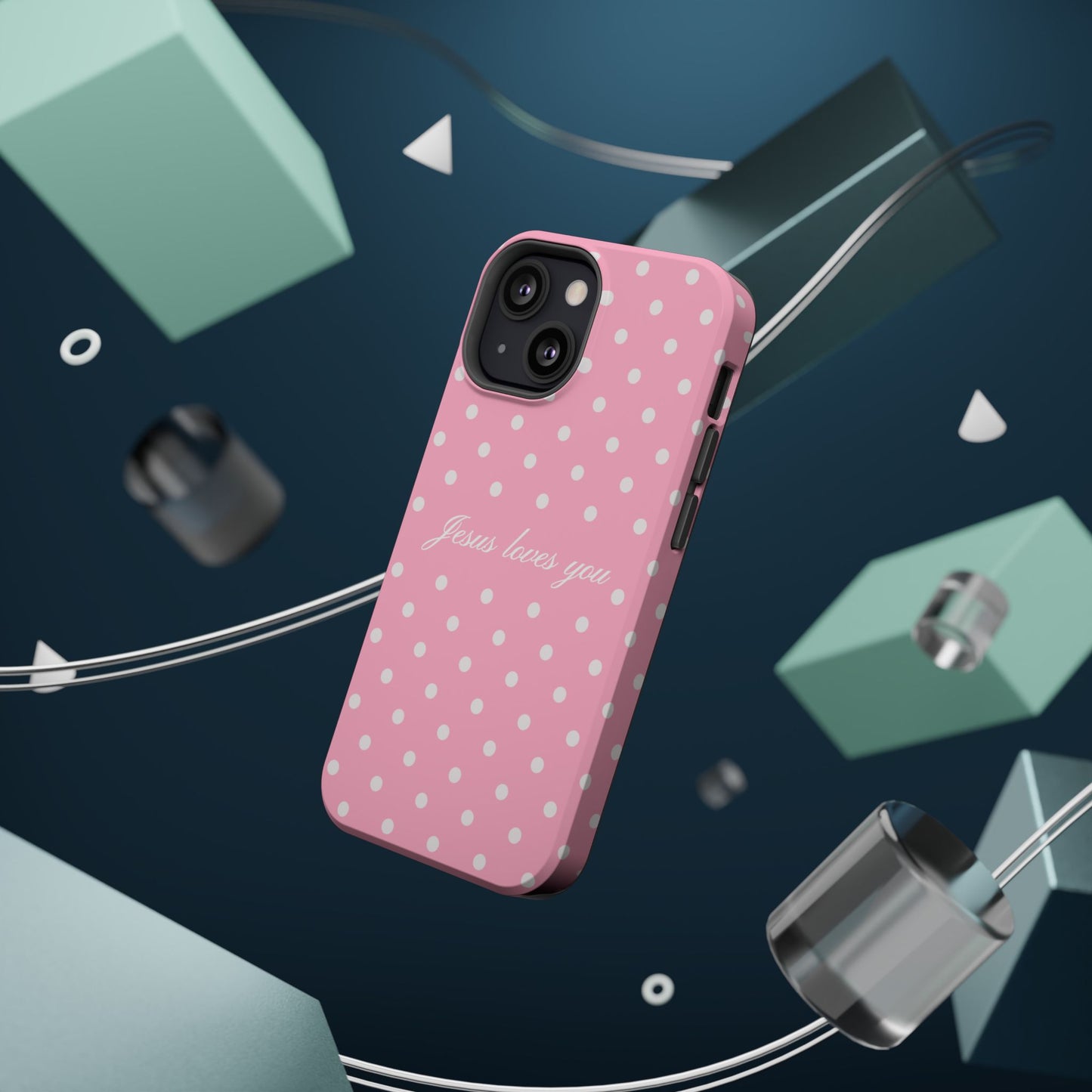 Jesus loves you Pink Polka Dot MagSafe Phone Case