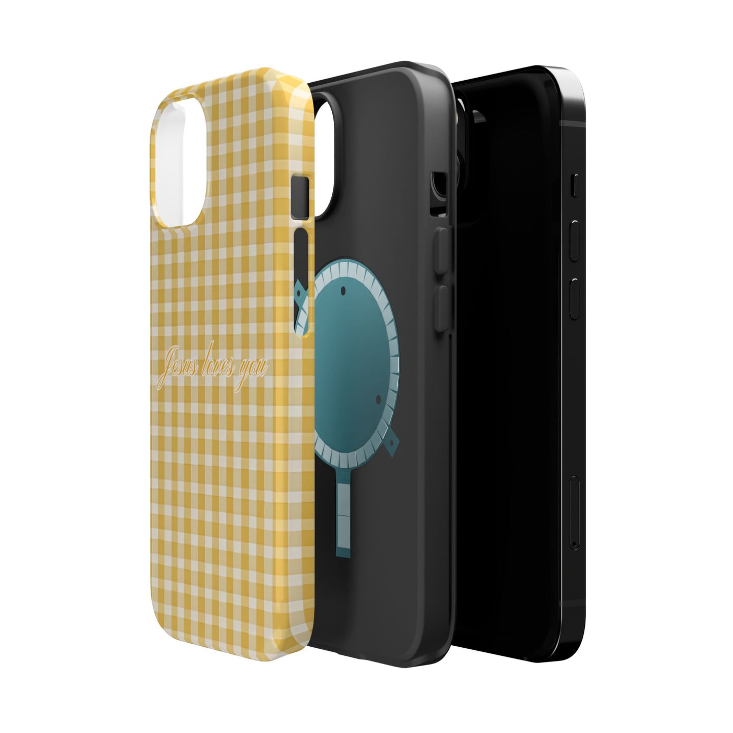 Jesus loves you Gingham Yellow Phone Case MagSafe