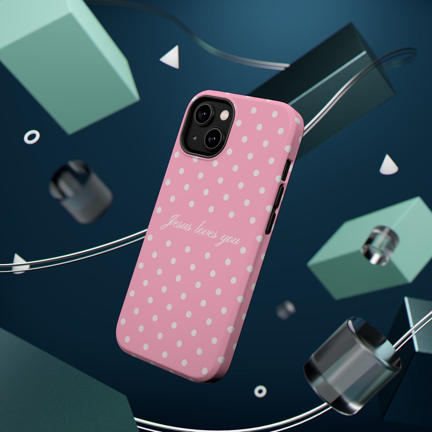 Jesus loves you Pink Polka Dot MagSafe Phone Case