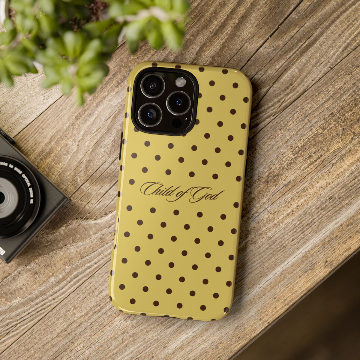 Child of God Brown & Yellow Polka Dot Phone Case