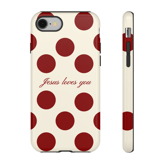 Jesus loves you Red and Créame Phone Case