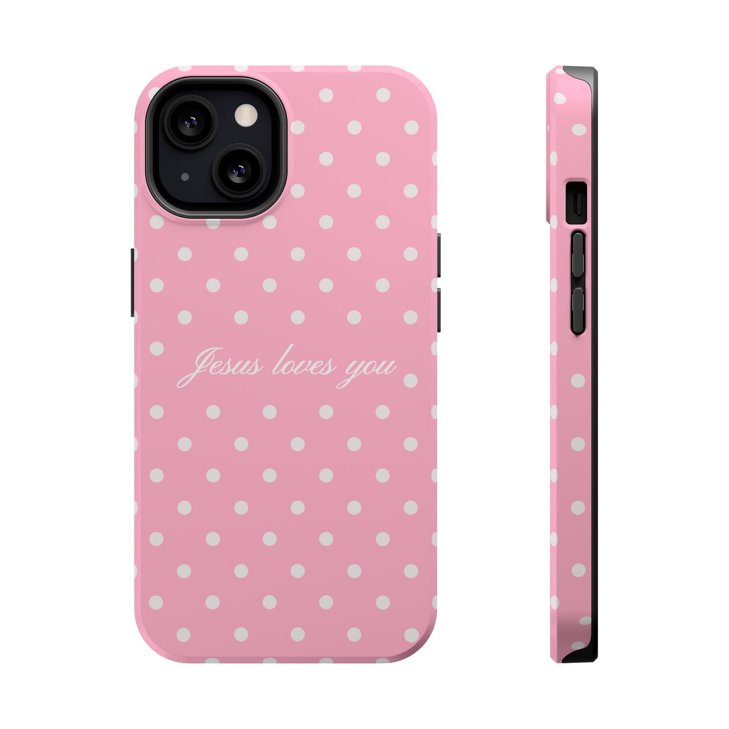 Jesus loves you Pink Polka Dot MagSafe Phone Case