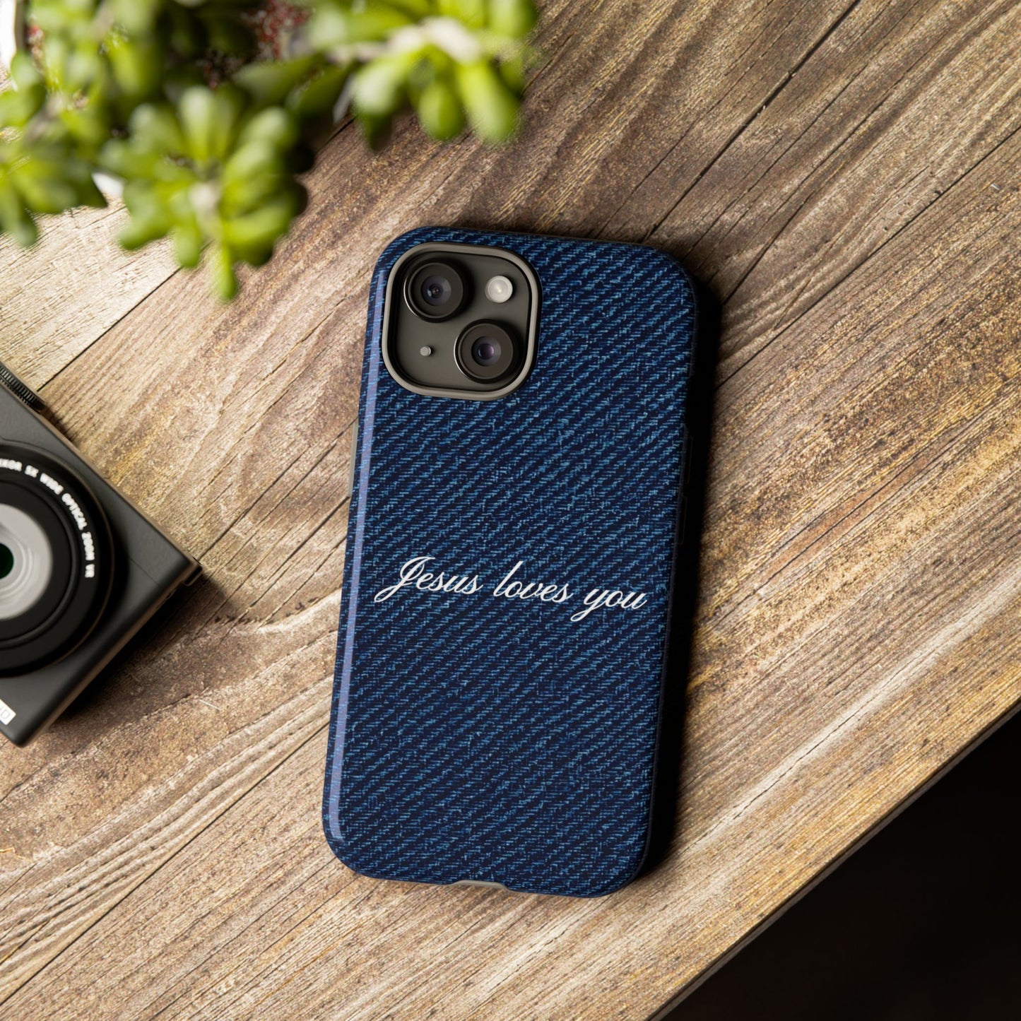 Jesus loves you Dark Denim Phone Case