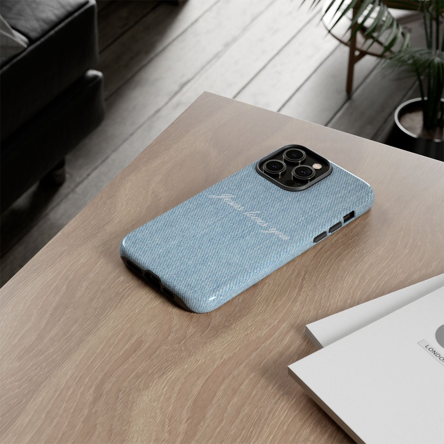 Jesus loves you Denim Phone Case