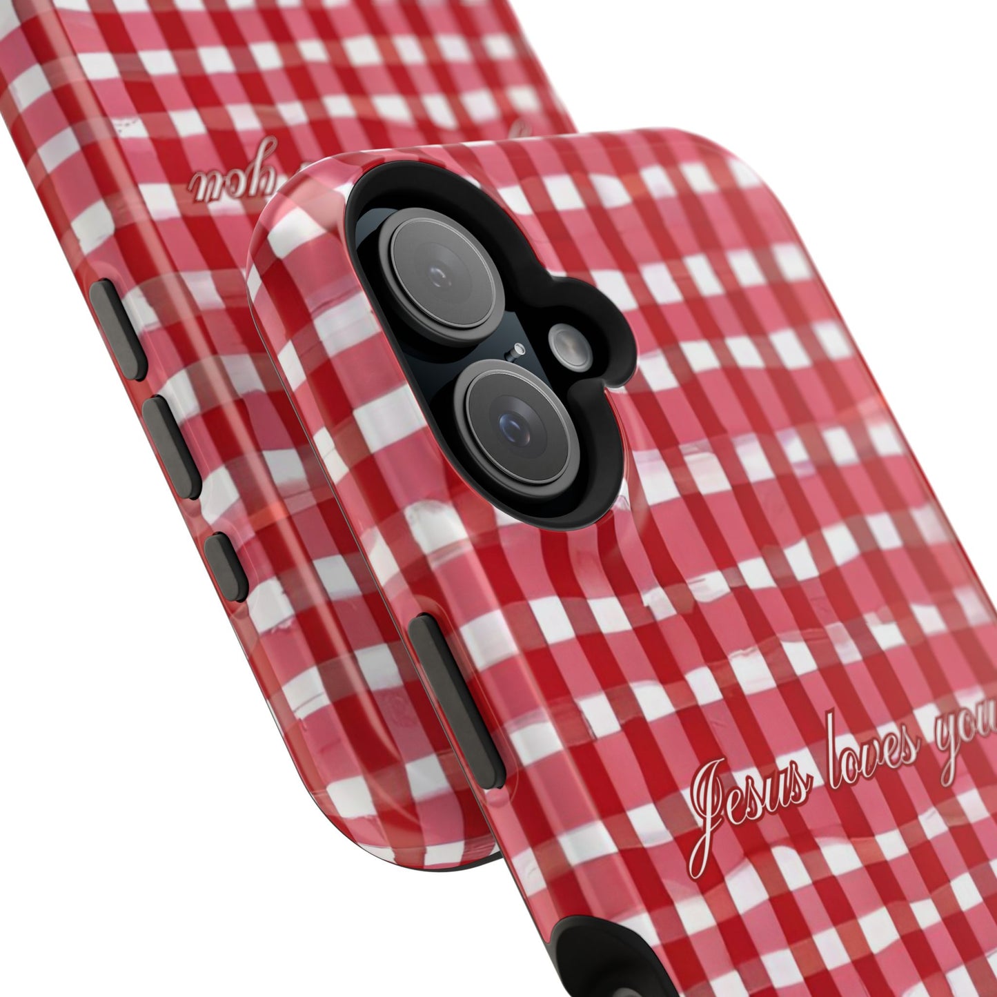 Jesus loves you Gingham MagSafe Phone Case