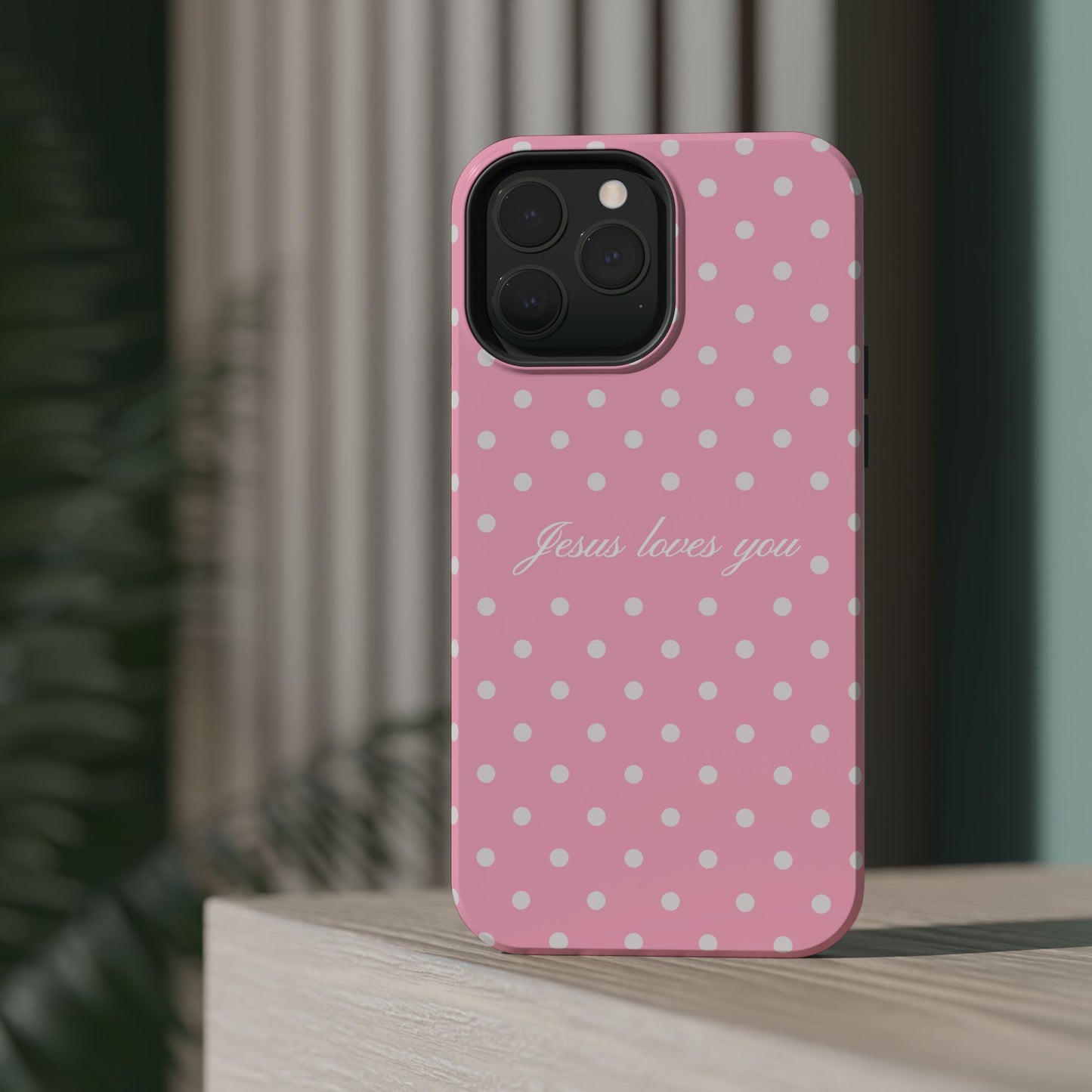 Jesus loves you Pink Polka Dot MagSafe Phone Case