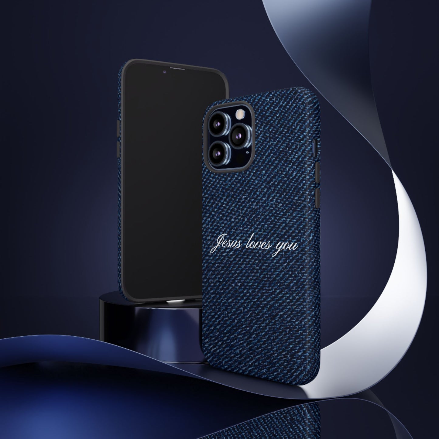 Jesus loves you Dark Denim Phone Case