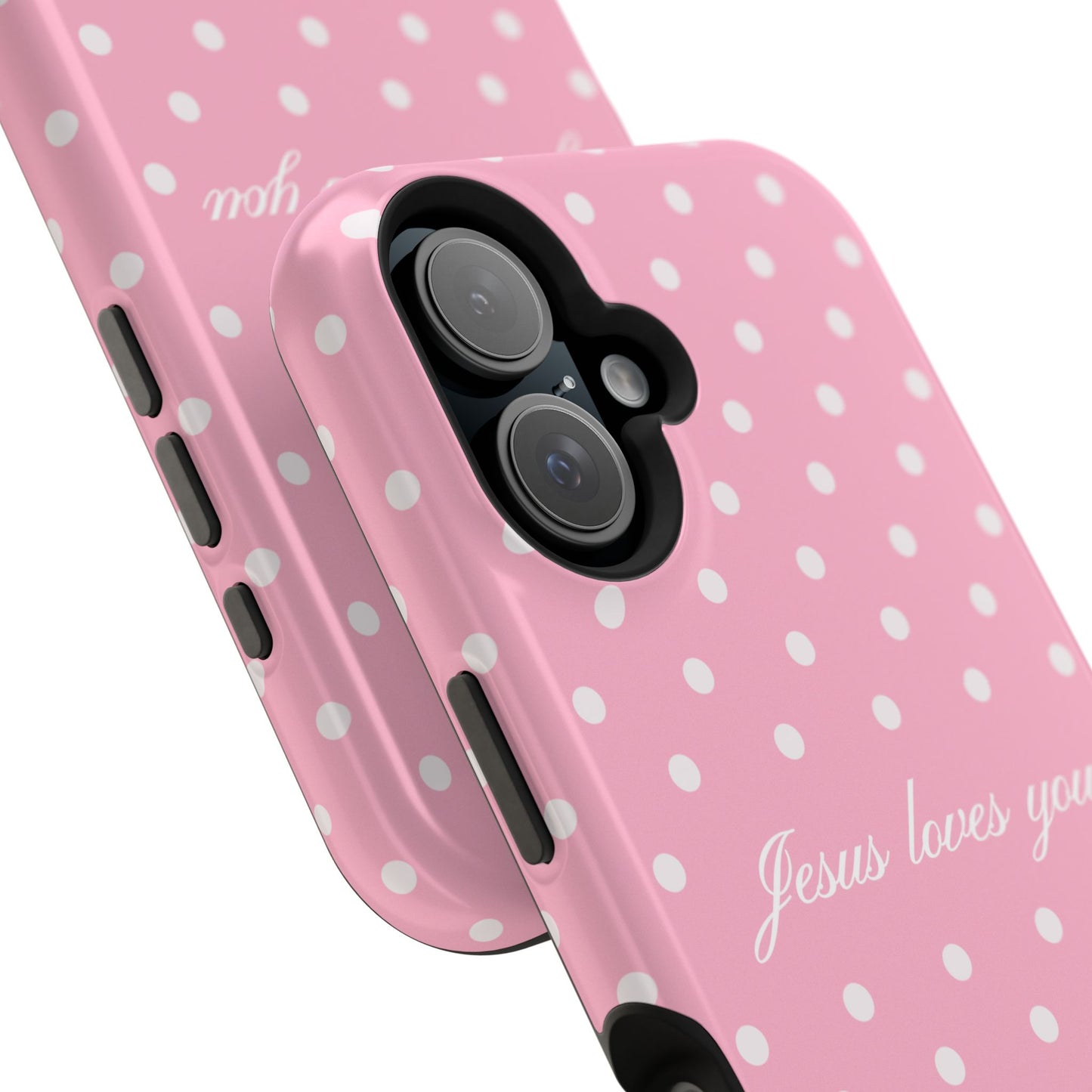 Jesus loves you Pink Polka Dot MagSafe Phone Case