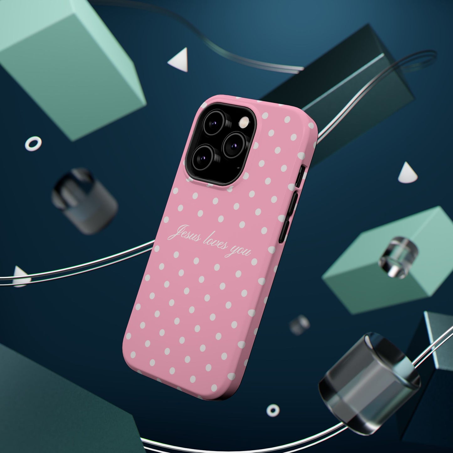 Jesus loves you Pink Polka Dot MagSafe Phone Case