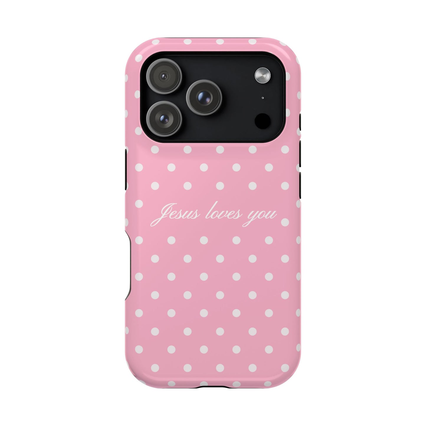 Jesus loves you Pink Polka Dot MagSafe Phone Case