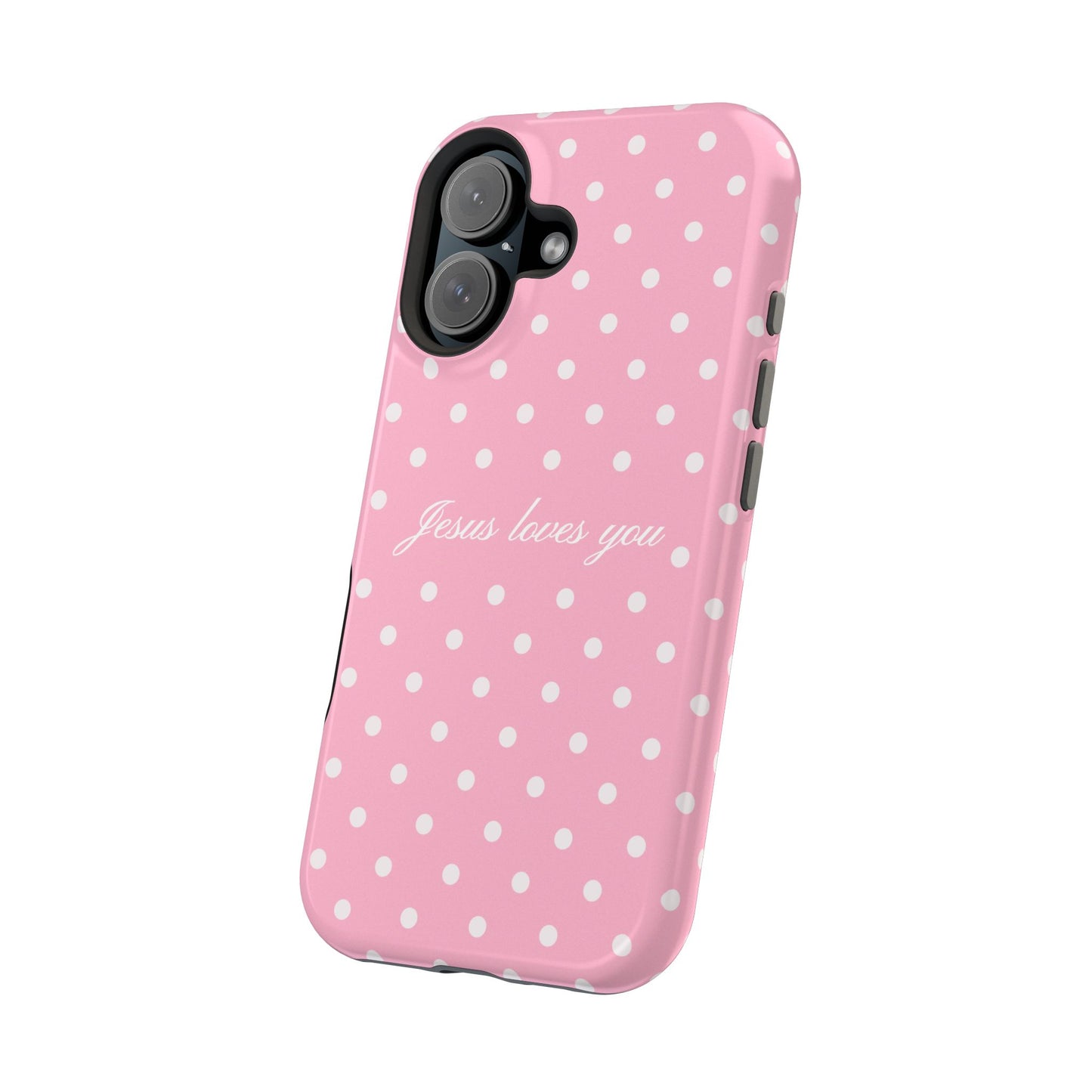 Jesus loves you Pink Polka Dot MagSafe Phone Case