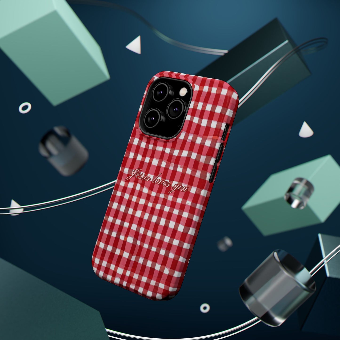 Jesus loves you Gingham MagSafe Phone Case