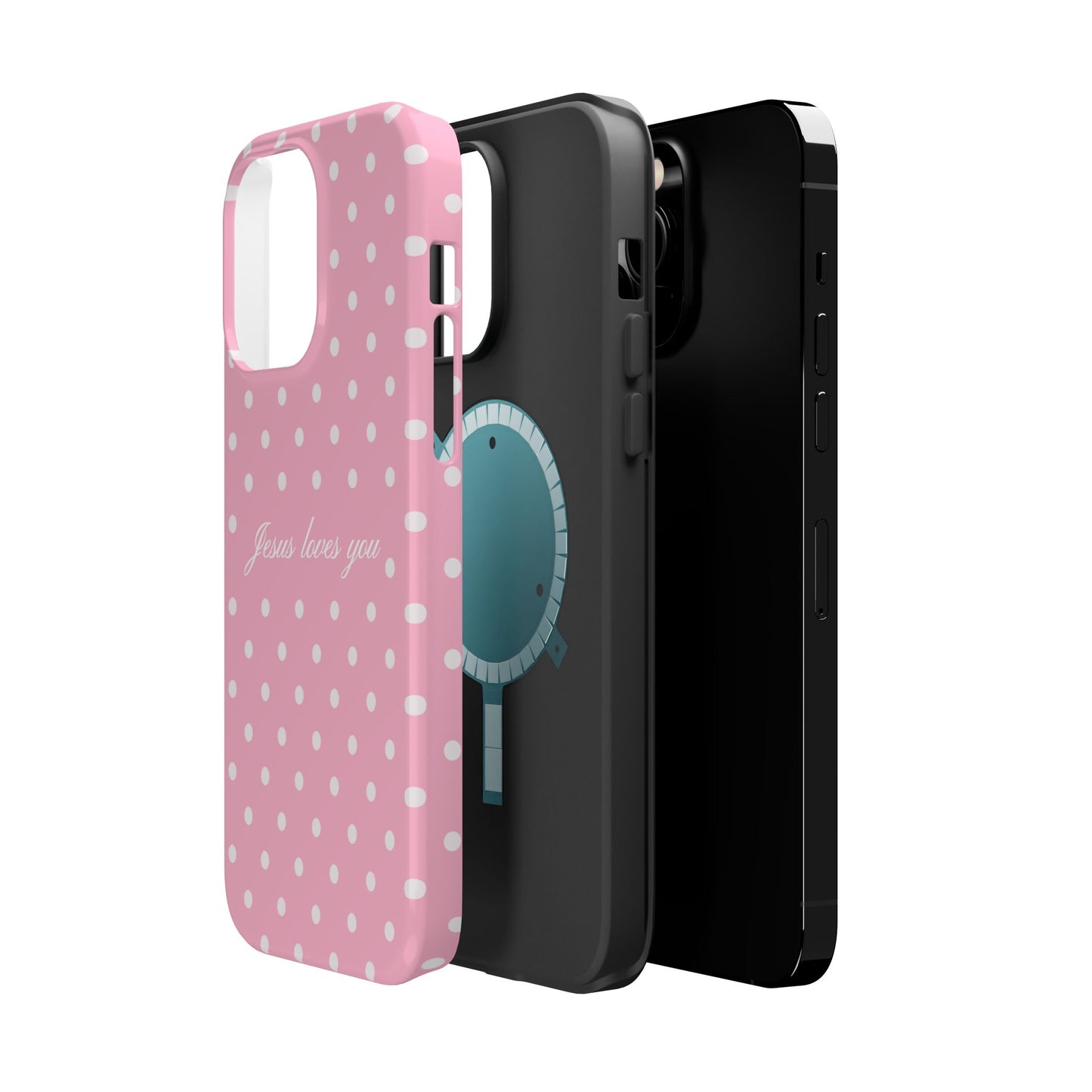 Jesus loves you Pink Polka Dot MagSafe Phone Case