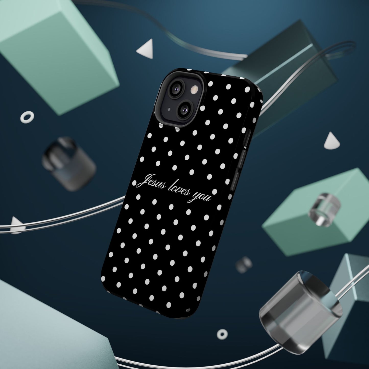 Jesus loves you Black Polka Dot Phone Case MagSafe