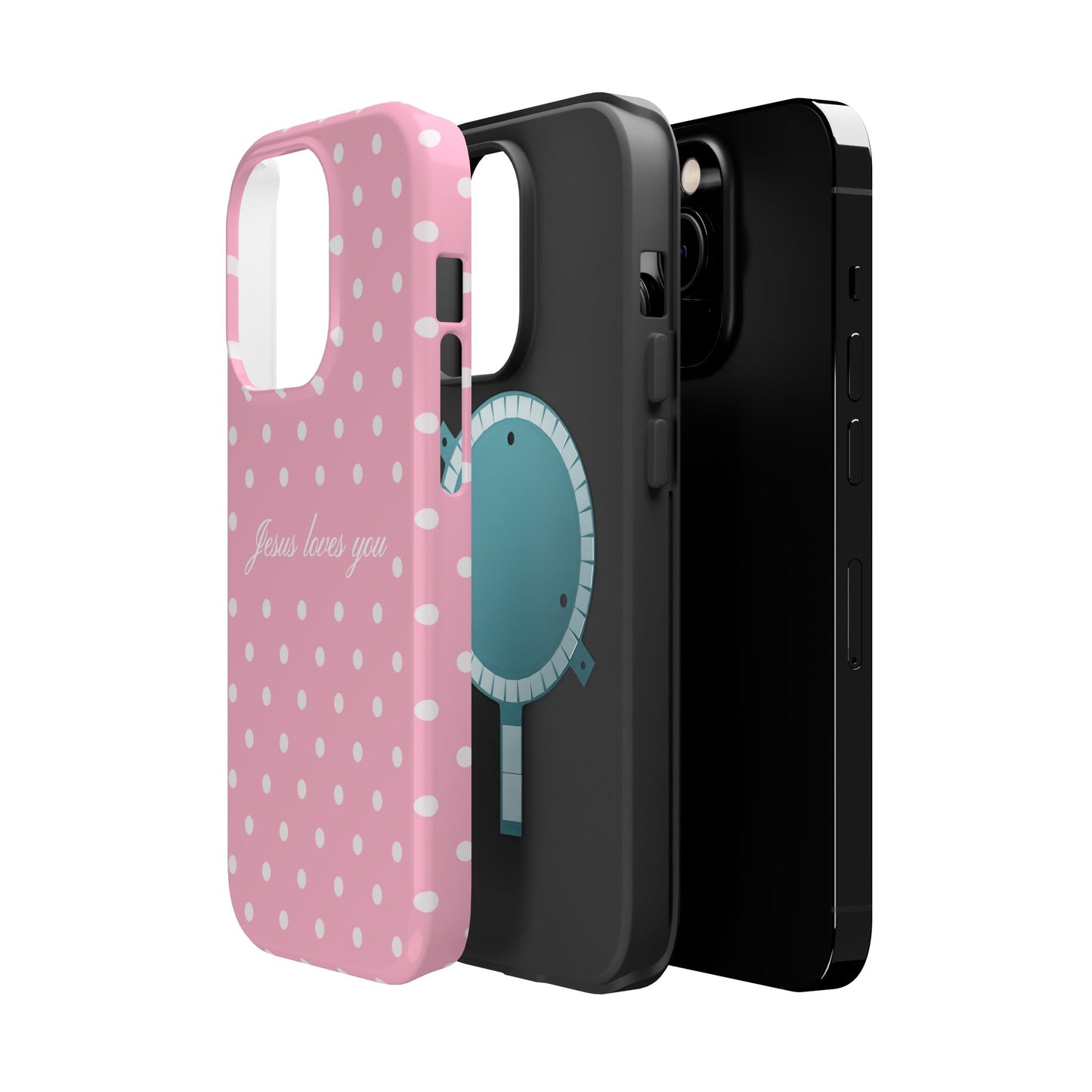 Jesus loves you Pink Polka Dot MagSafe Phone Case