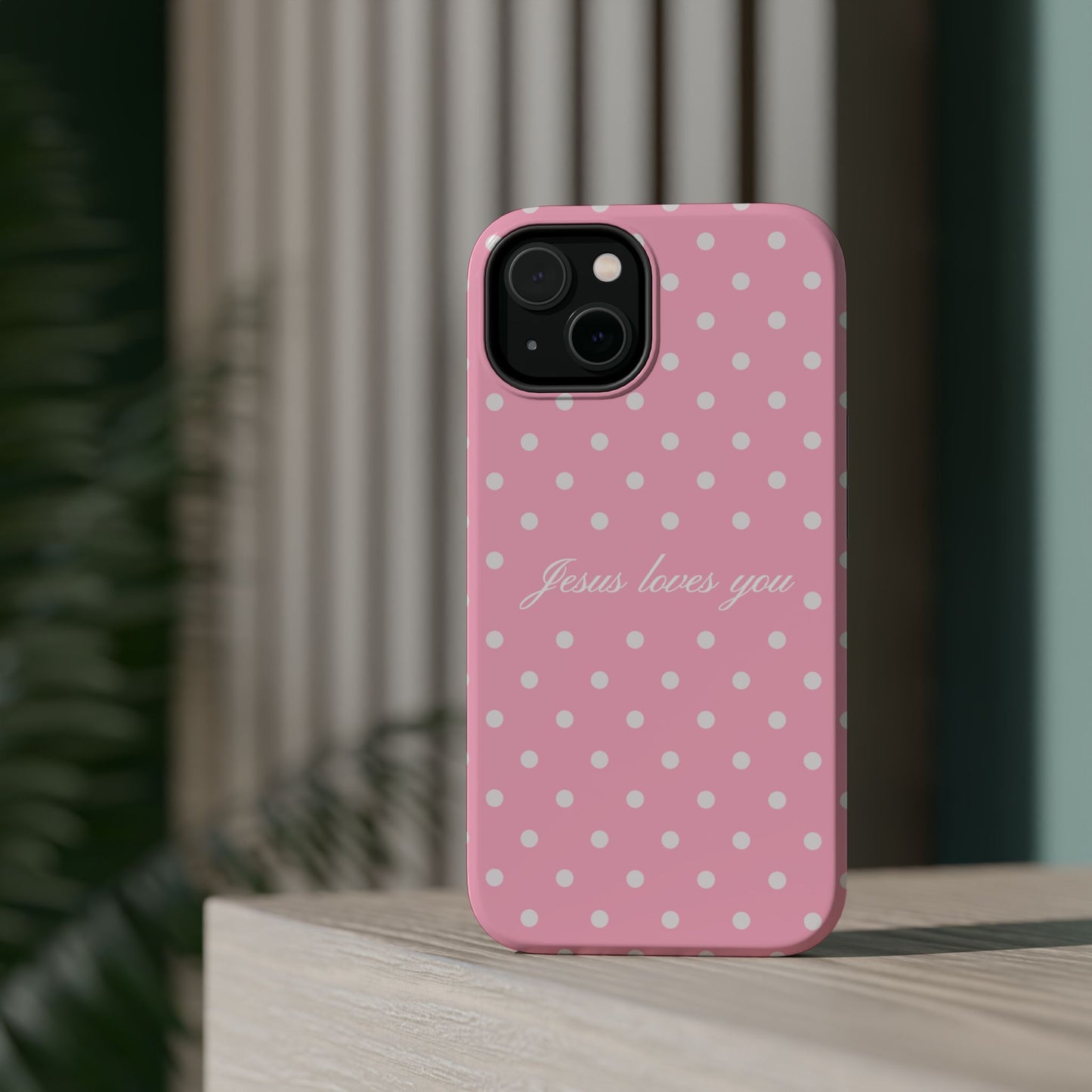 Jesus loves you Pink Polka Dot MagSafe Phone Case