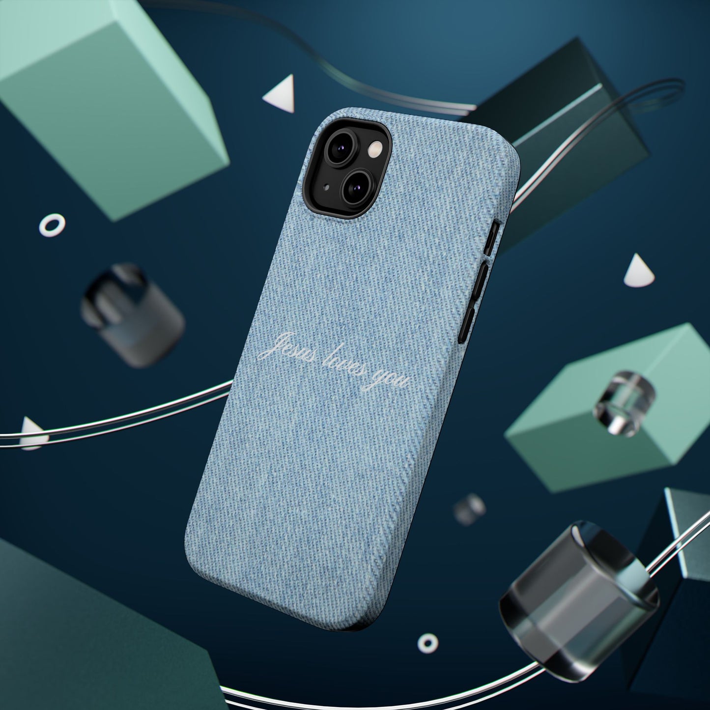 Jesus loves you Denim Phone Case MagSafe
