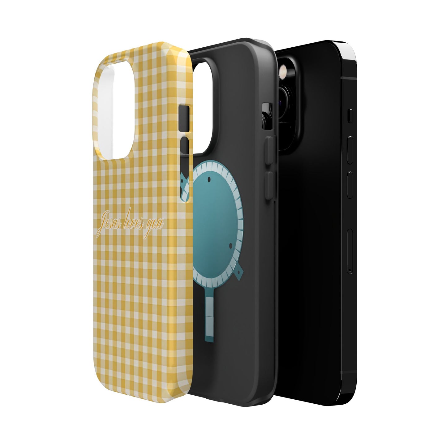 Jesus loves you Gingham Yellow Phone Case MagSafe