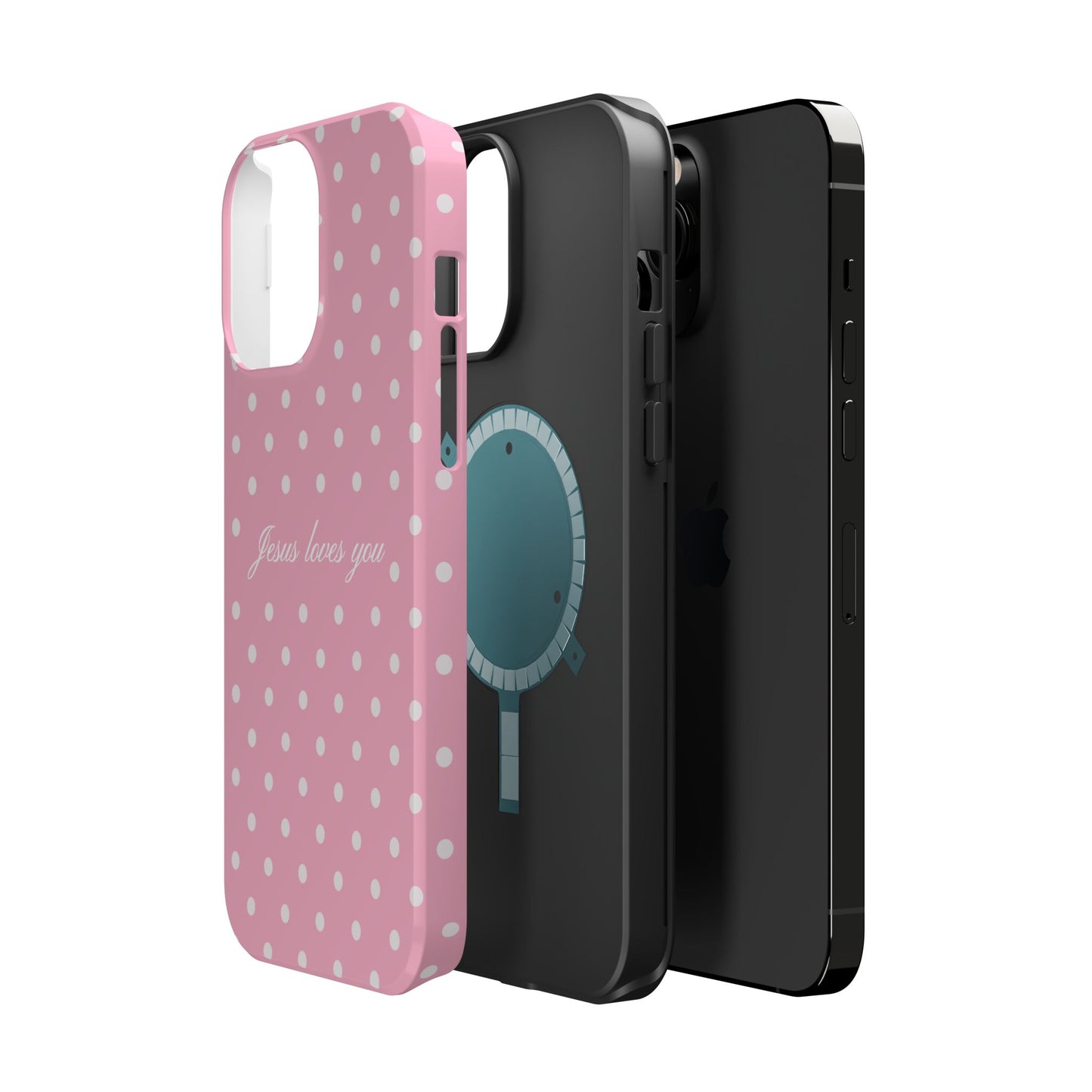 Jesus loves you Pink Polka Dot MagSafe Phone Case