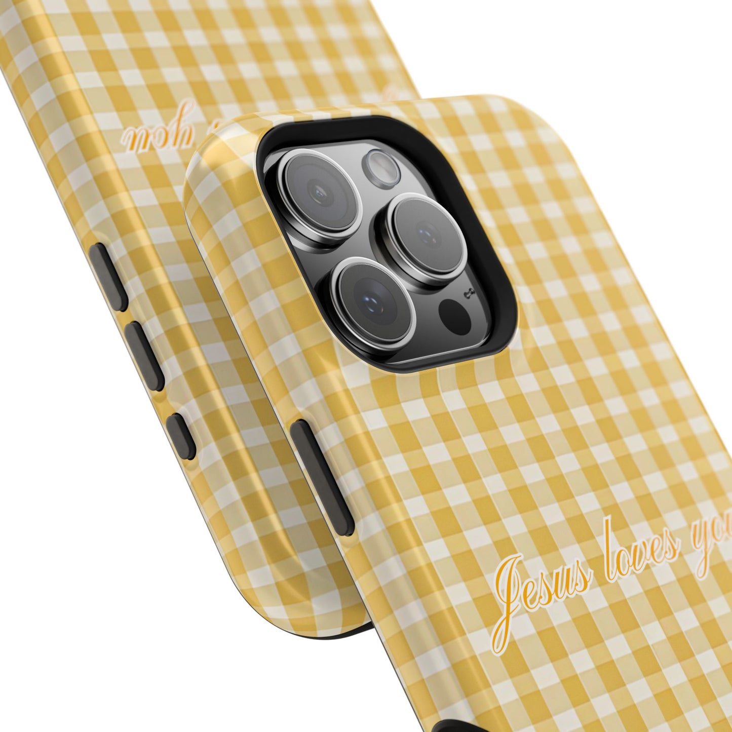 Jesus loves you Gingham Yellow Phone Case MagSafe