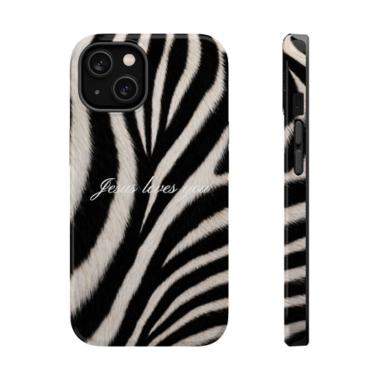 Jesus loves you Zebra MagSafe Phone Case