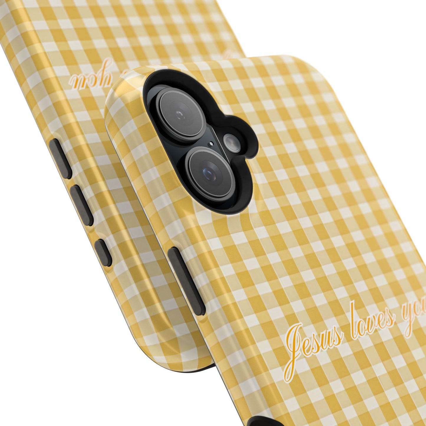 Jesus loves you Gingham Yellow Phone Case MagSafe