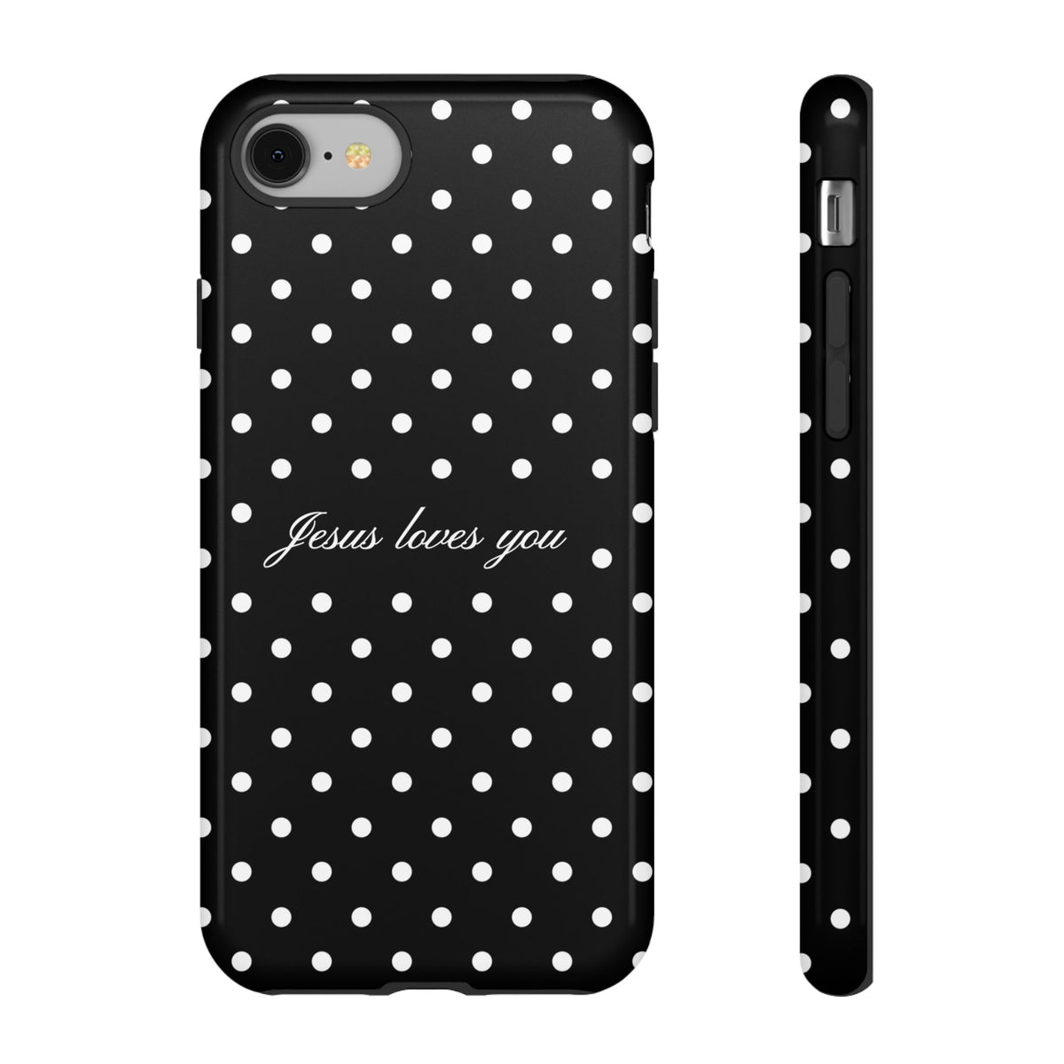 Jesus Loves You Black Polka Dot Phone Case
