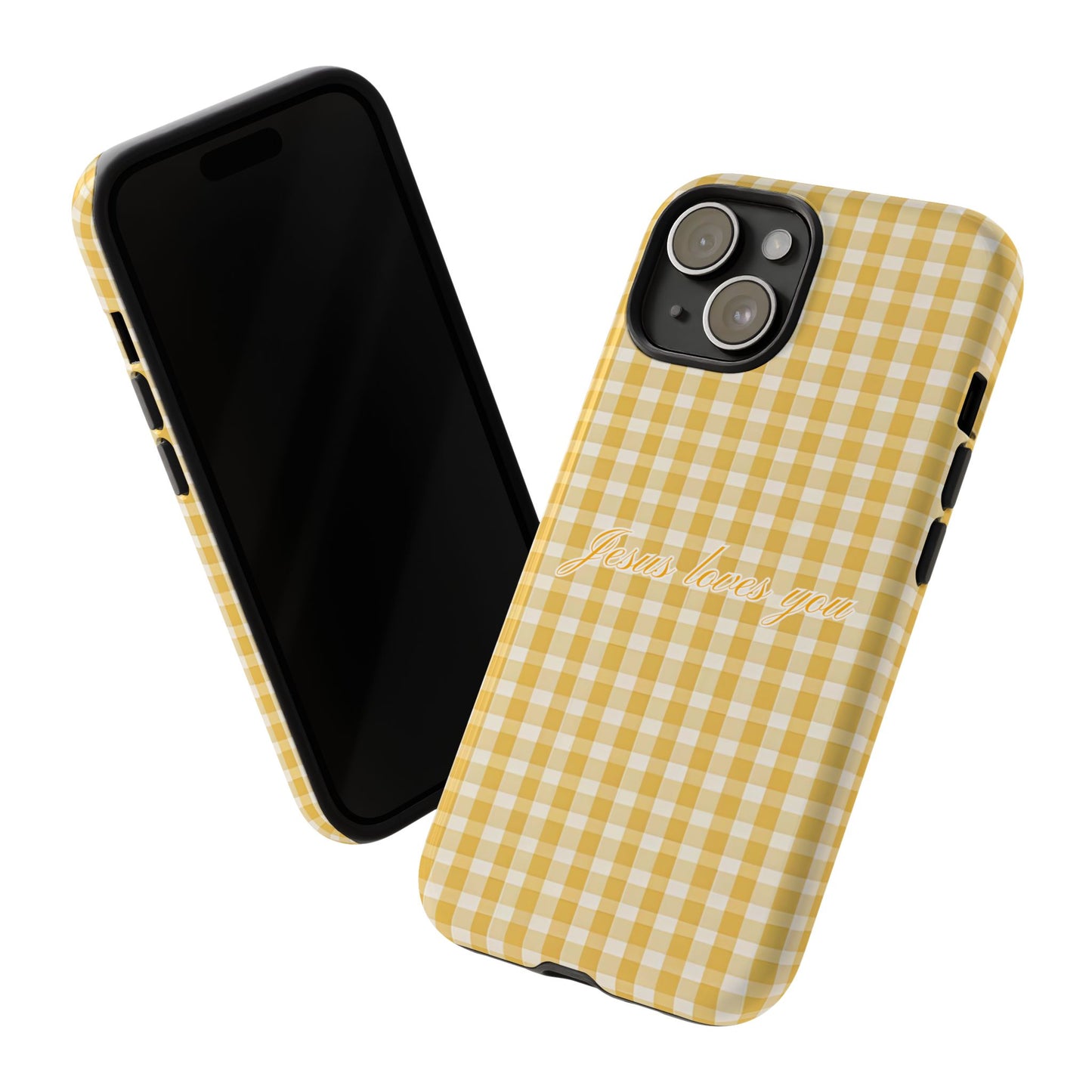 Jesus loves you Yellow Gingham Phone Case