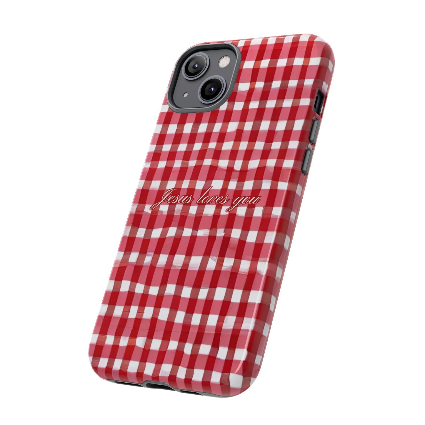 Jesus loves you Gingham phone case