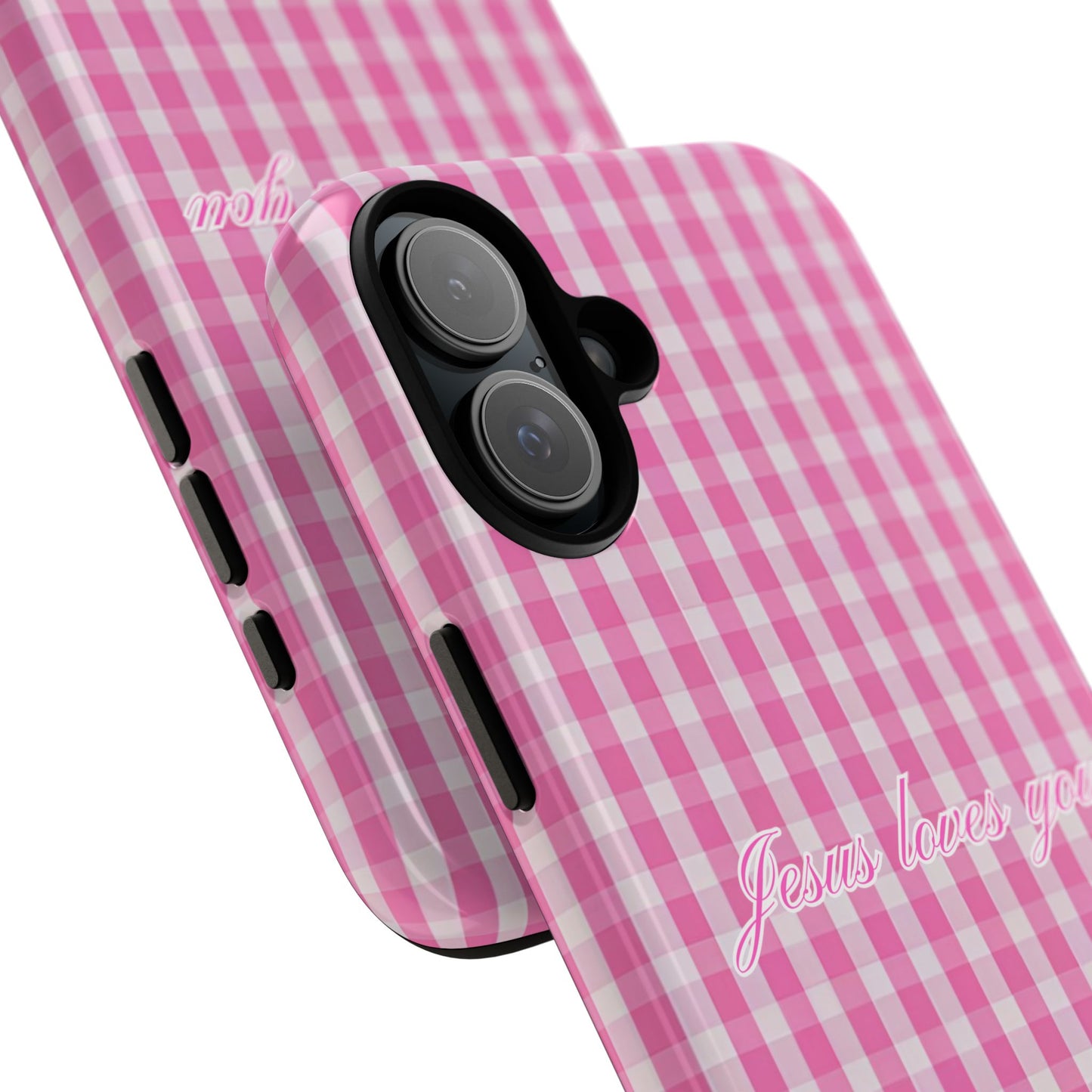 Jesus loves you Pink Gingham Phone Case