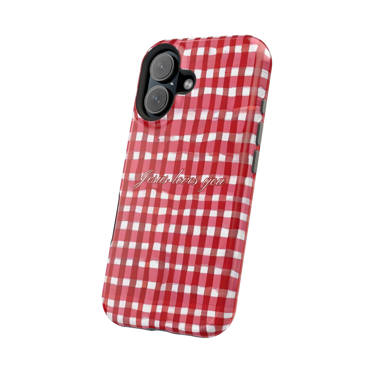 Jesus loves you Gingham MagSafe Phone Case