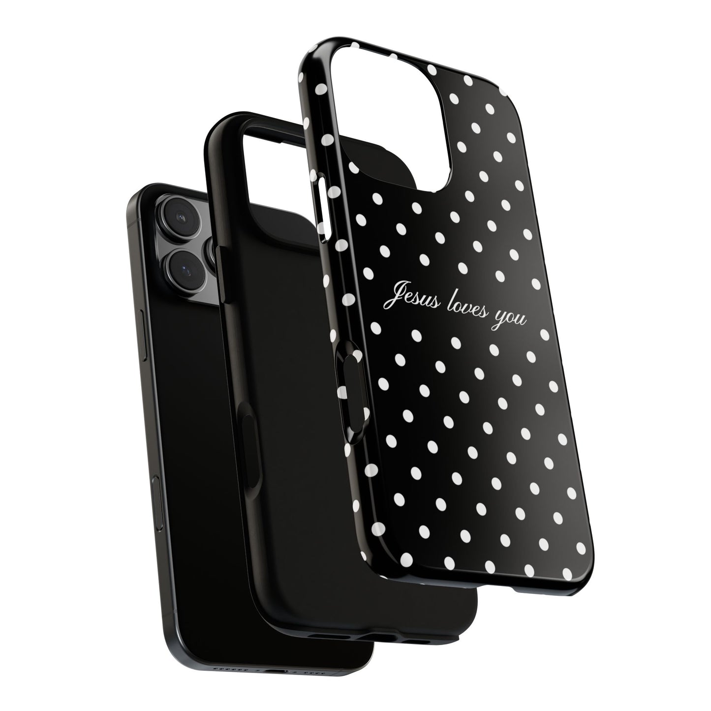 Jesus Loves You Black Polka Dot Phone Case