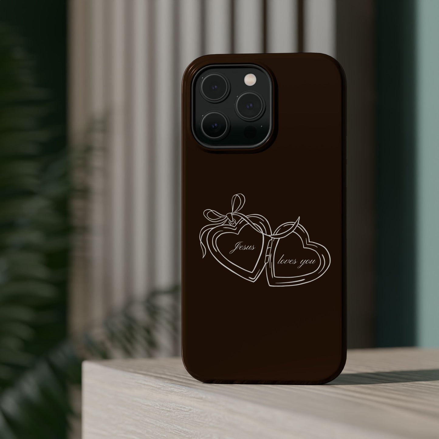Jesus loves you Locket Espresso MagSafe Phone Case