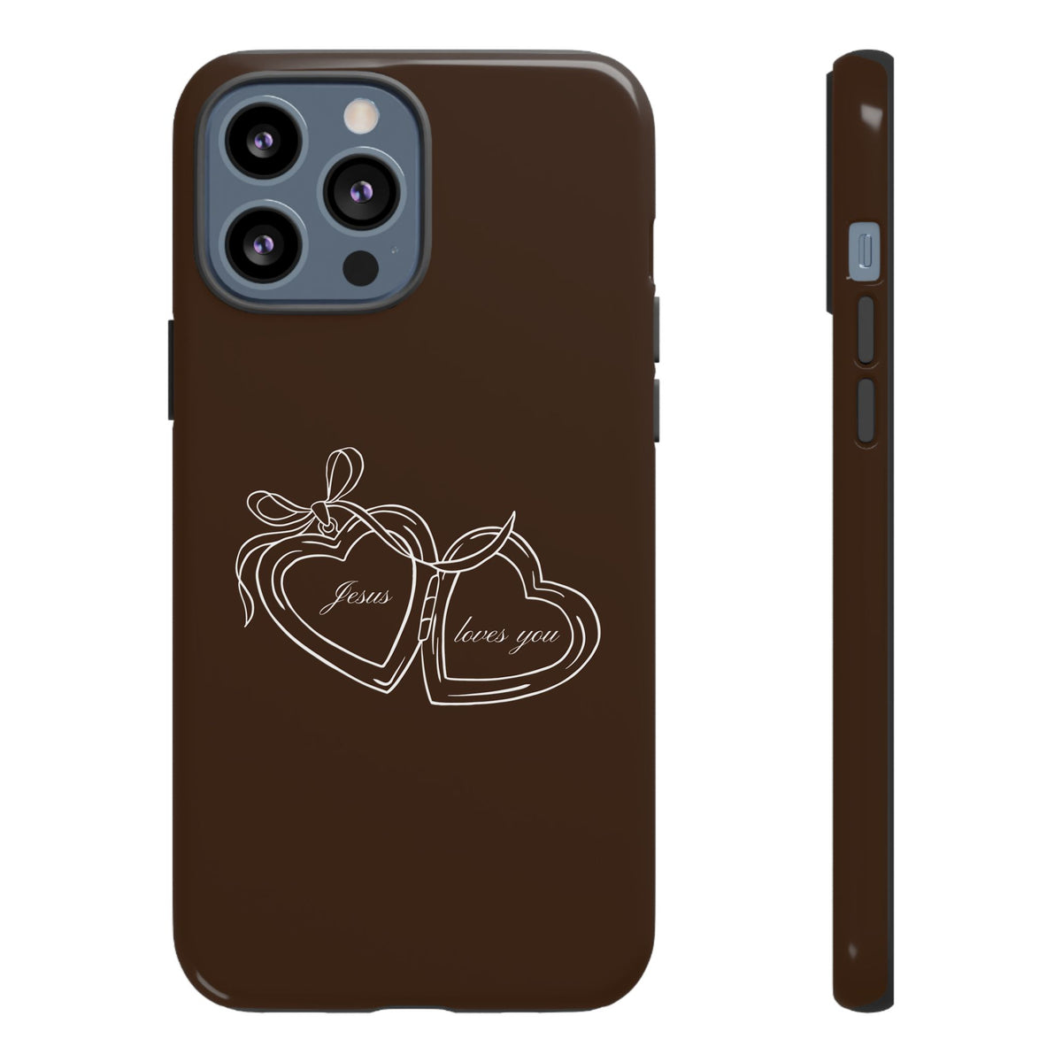 Jesus loves you Locket Espresso Phone Case