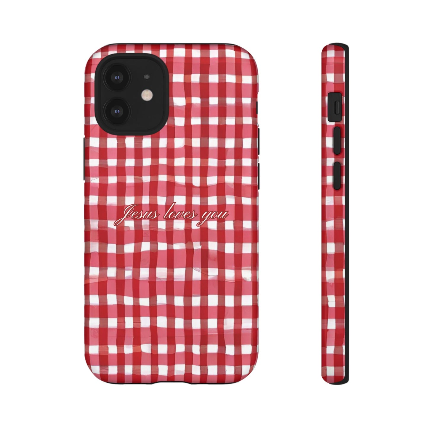 Jesus loves you Gingham phone case