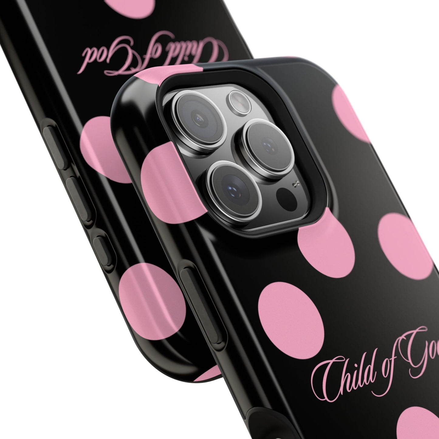Child of God Pink and Black Polka Dot MagSafe Phone Case