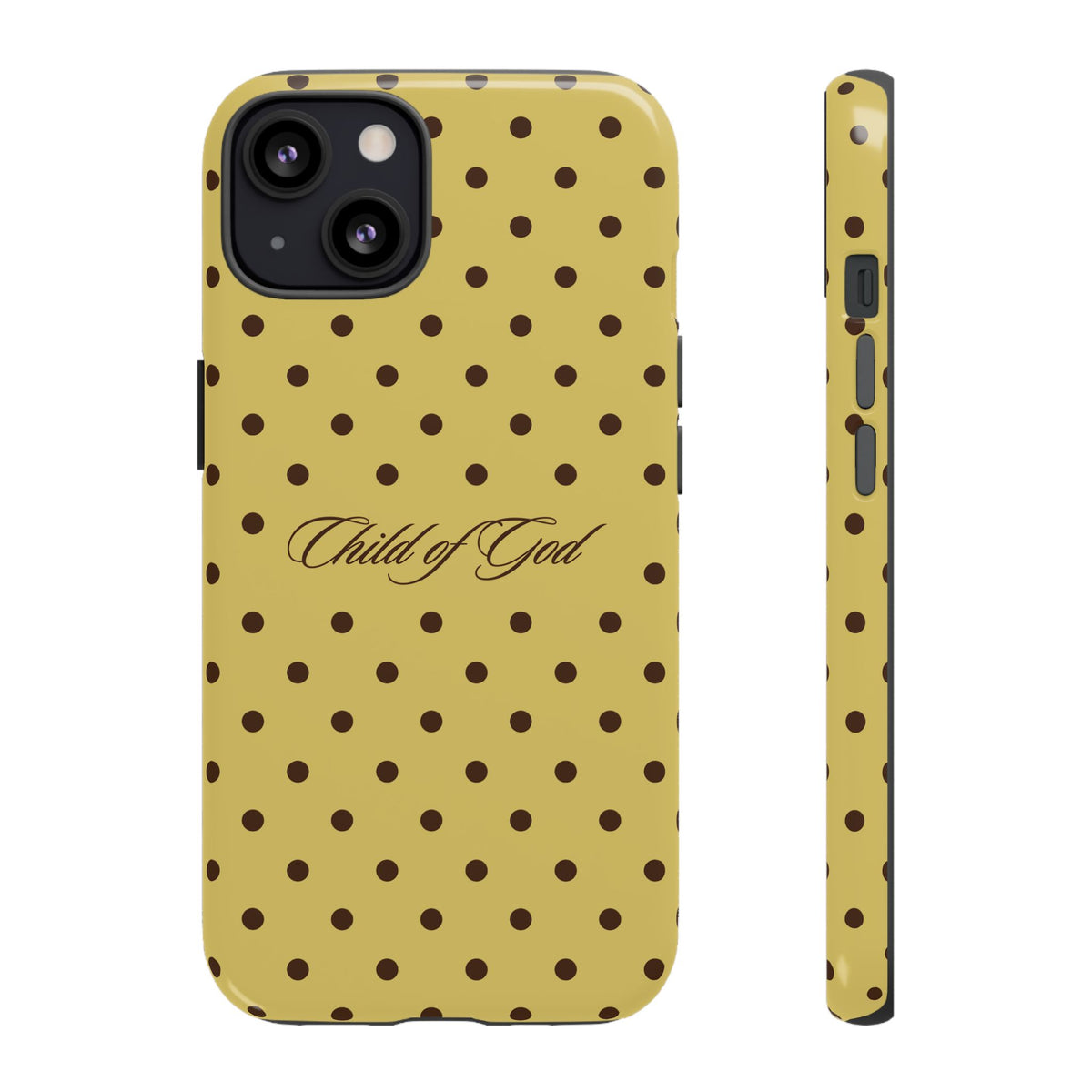 Child of God Brown & Yellow Polka Dot Phone Case