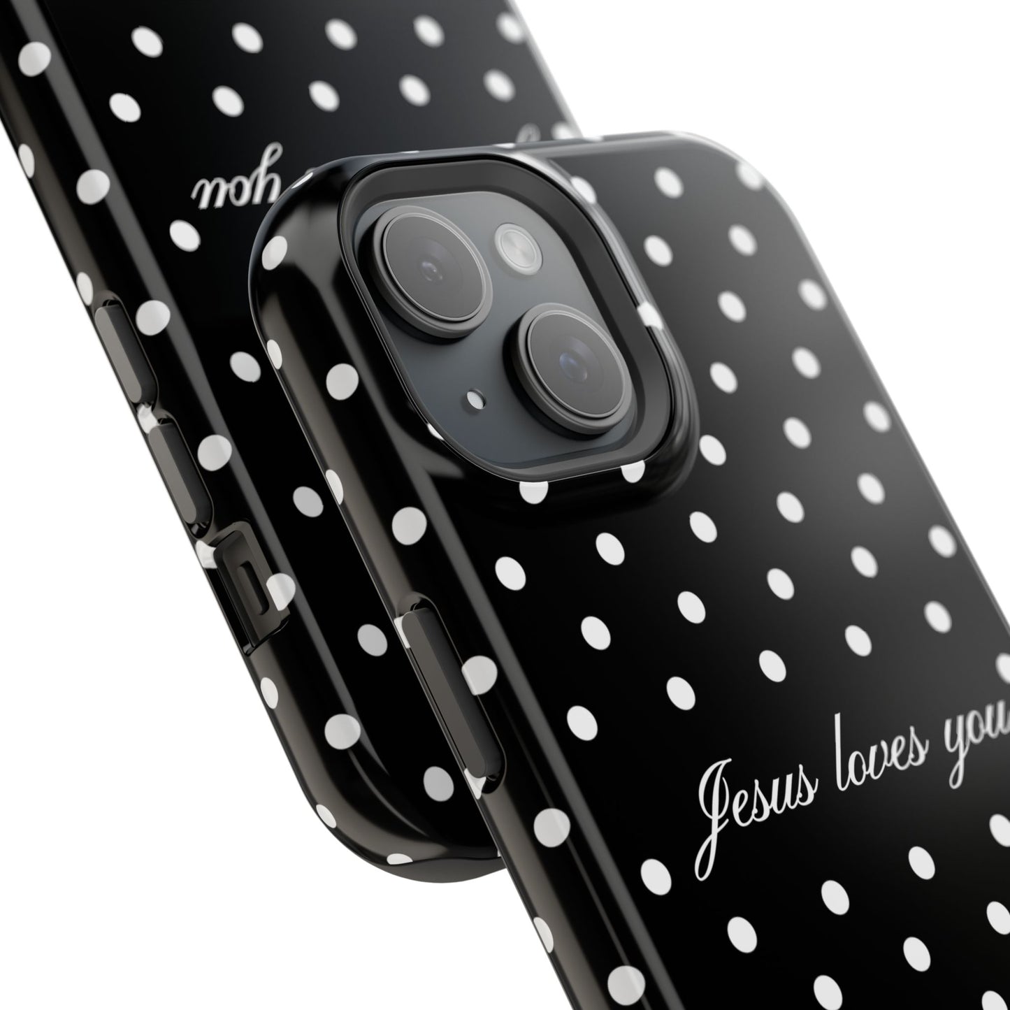Jesus loves you Black Polka Dot Phone Case MagSafe