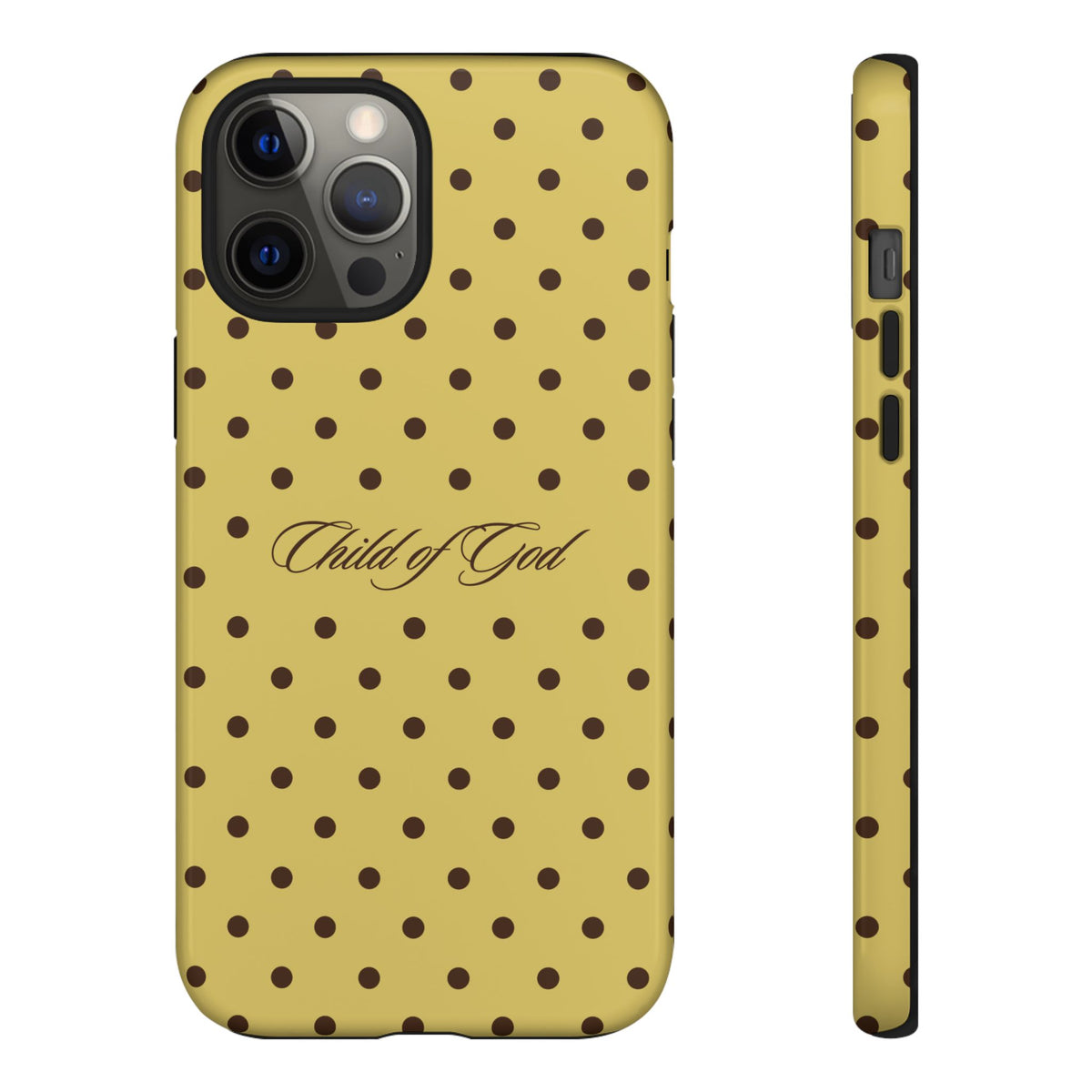 Child of God Brown & Yellow Polka Dot Phone Case