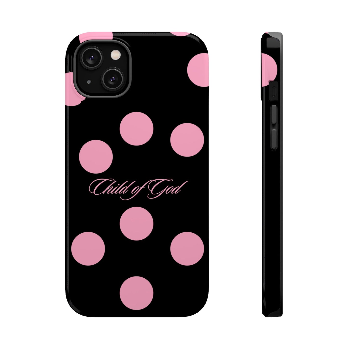 Child of God Pink and Black Polka Dot MagSafe Phone Case