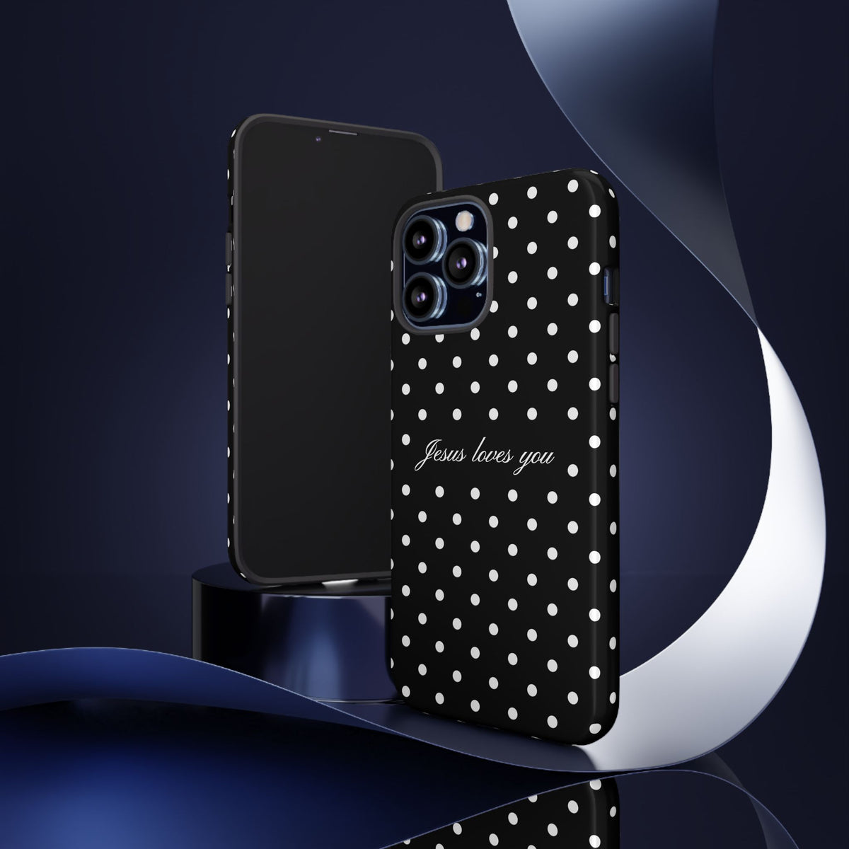 Jesus Loves You Black Polka Dot Phone Case