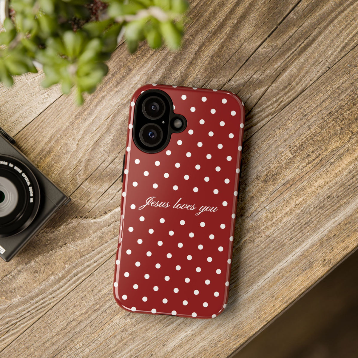Jesus loves you Red Polka Dot Phone Case