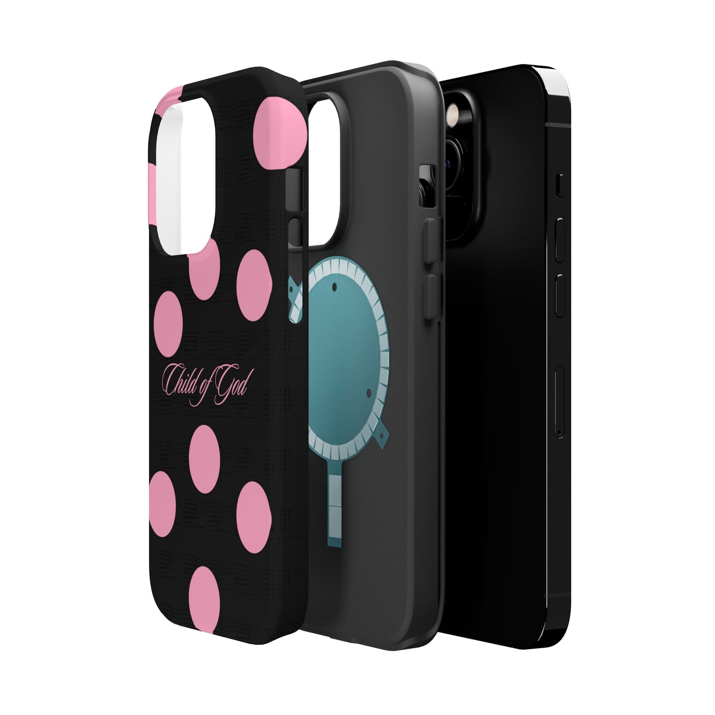Child of God Pink and Black Polka Dot MagSafe Phone Case